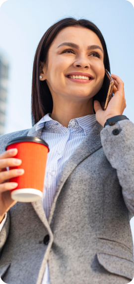 Professional woman holding a cup